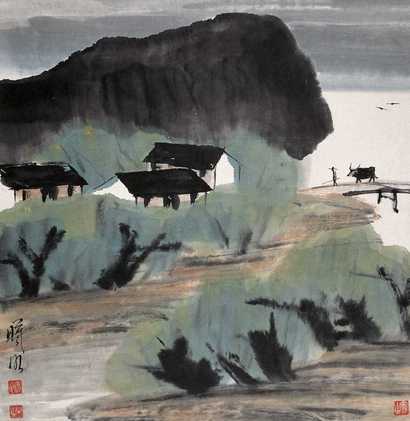 林曦明 放牧图 立轴